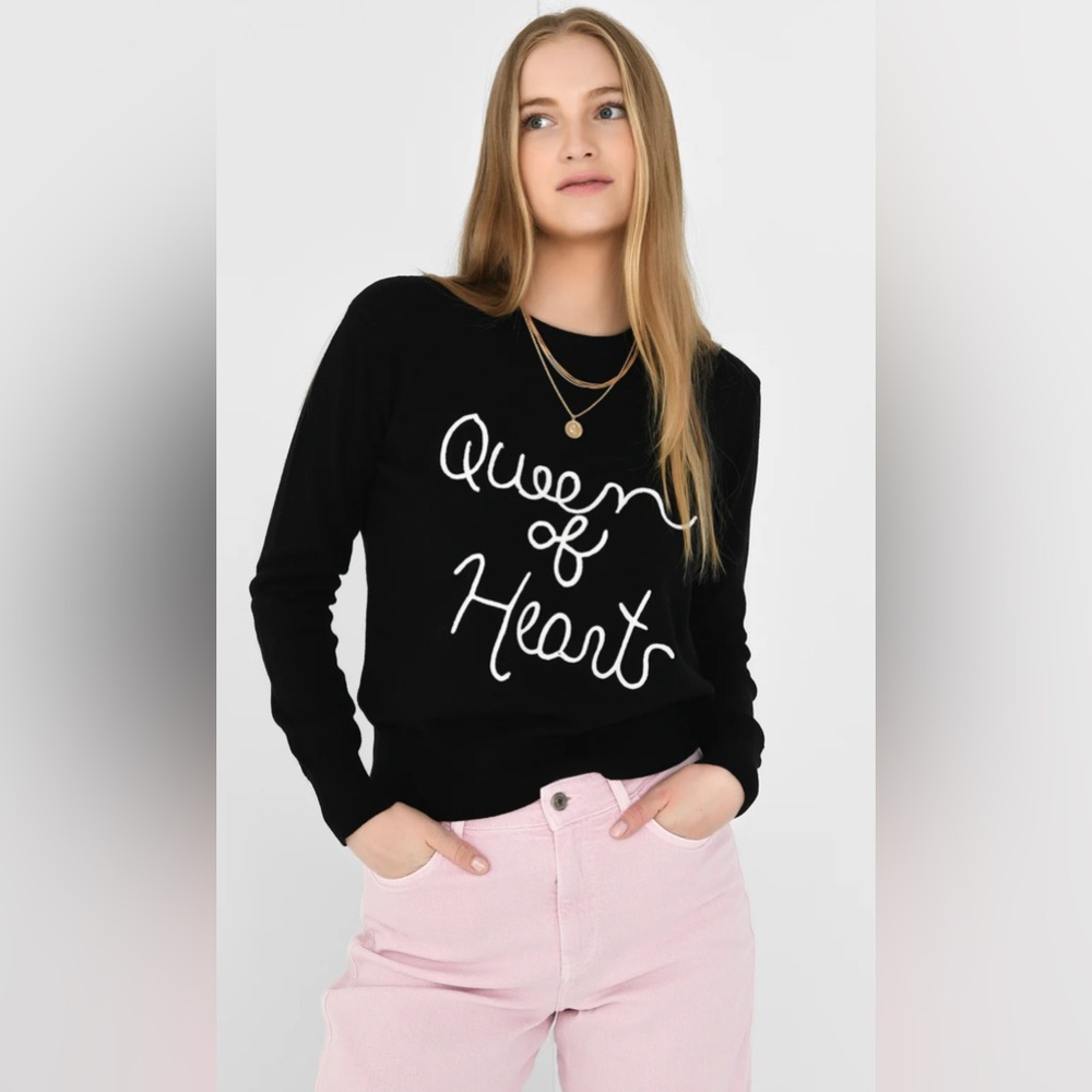 NWT Kerri Rosenthal Medium Queen of Hearts black sweater